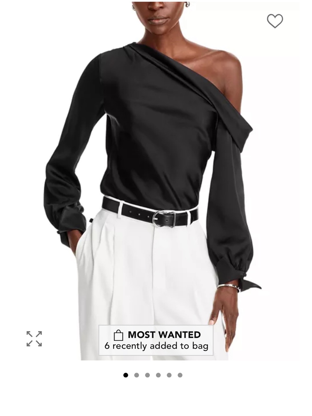 Jonathan Simkhai One-Shoulder Black Satin Blouse